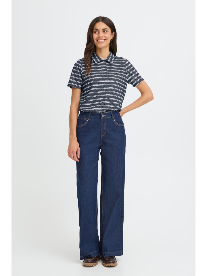 Kurzarm-Bluse FRJOSIE Loose fit in NAVY STRIPE
