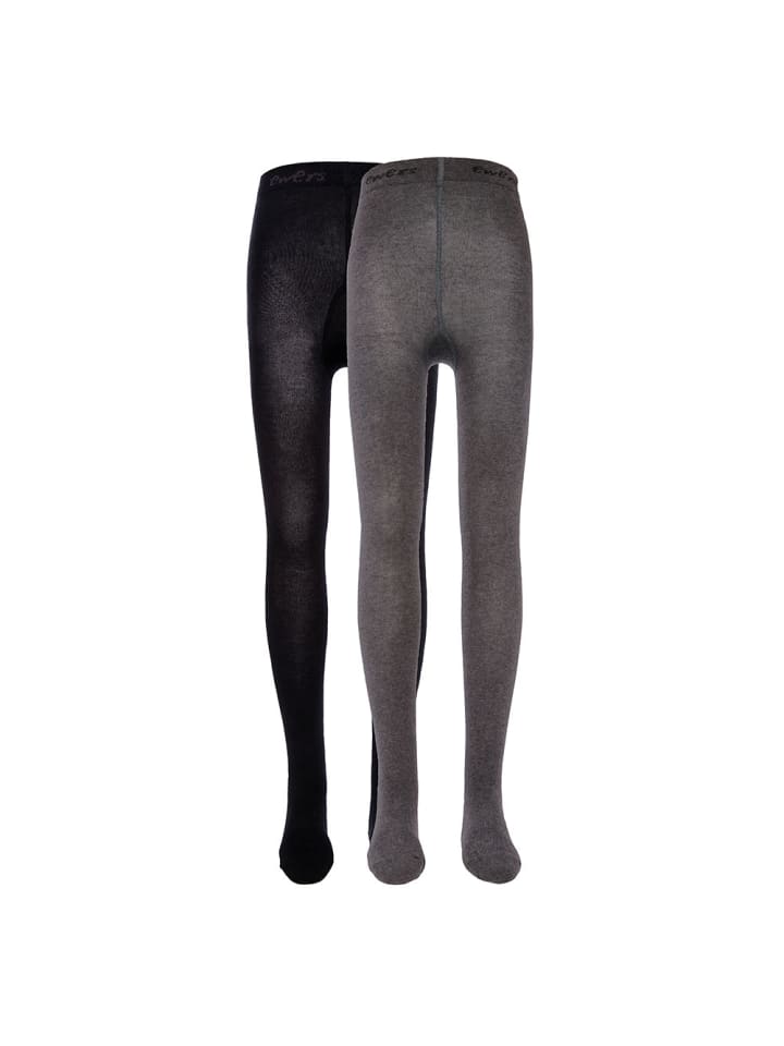 2er-Set Strumpfhose 2er Pack Uni in schwarz-anthrazit