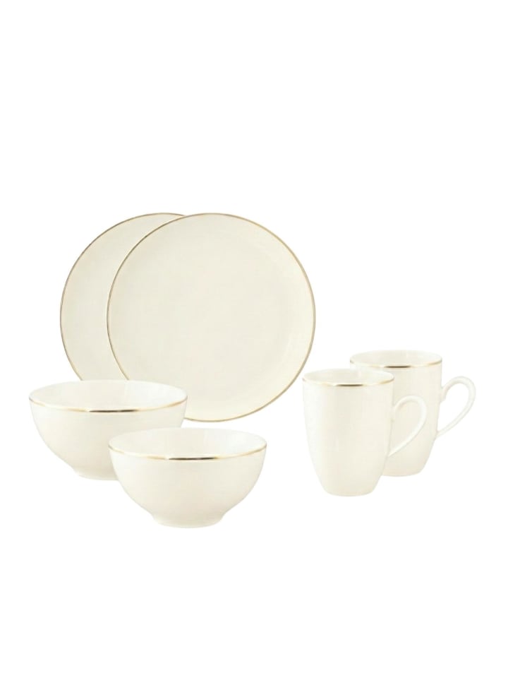 6-tlg. Frühstücks-Set Savona Goldlinie in Creme