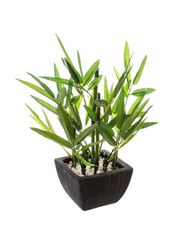Künstliche Dekopflanze BAMBUS, schwarzer Topf in Grün, 26 cm