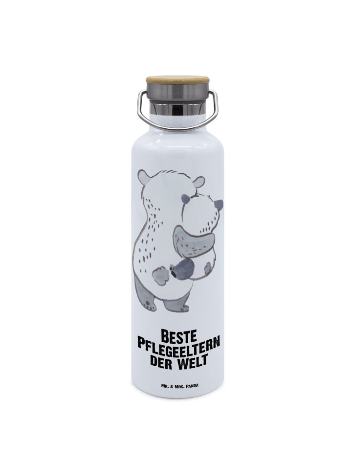 Wasserflasche Panda Beste Pflegeeltern der Welt... in Weiß