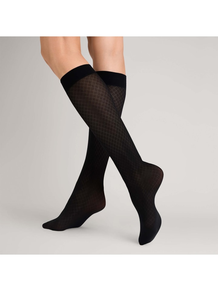 Feinkniestrümpfe Cozy Diamond gemustert in Black