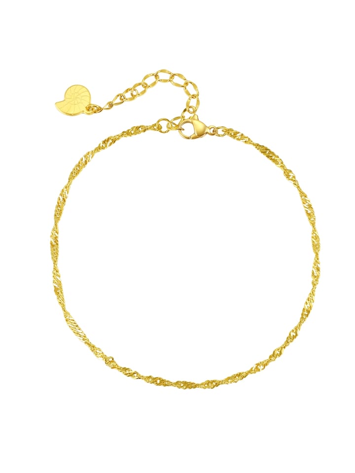 Vergold. Fußkette Singapur Edelstahl in Gold - (L) 21 cm