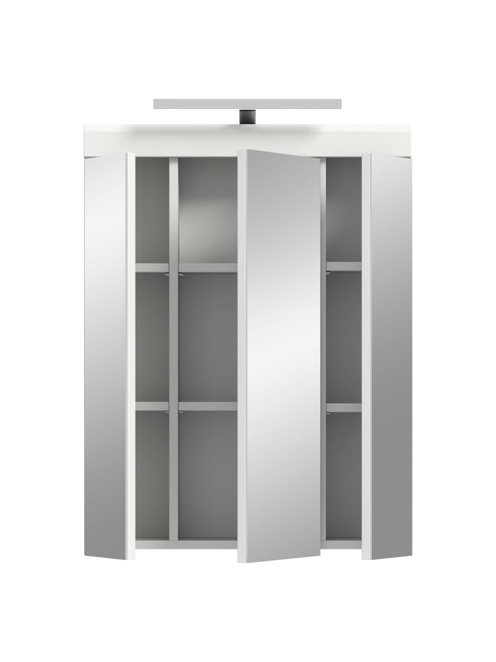 Spiegelschrank inkl. Bel. in weiß/weiß hochglanz - (B) 60 x (H) 79 x (T) 37