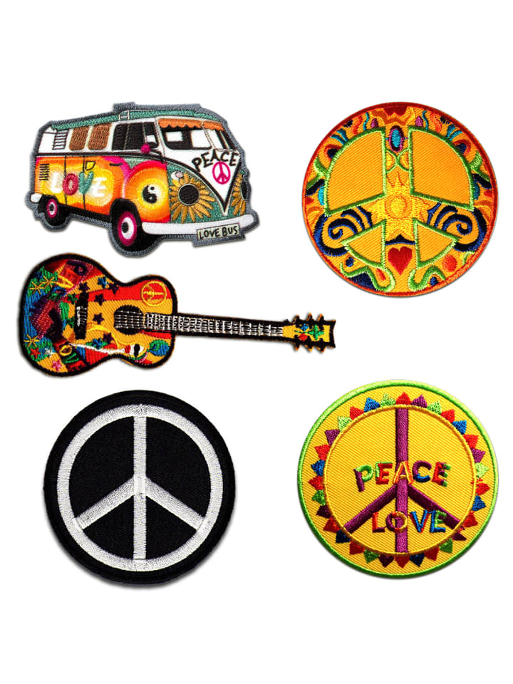 Hippie Set 5 Stück Applikation Bügelbild inBunt