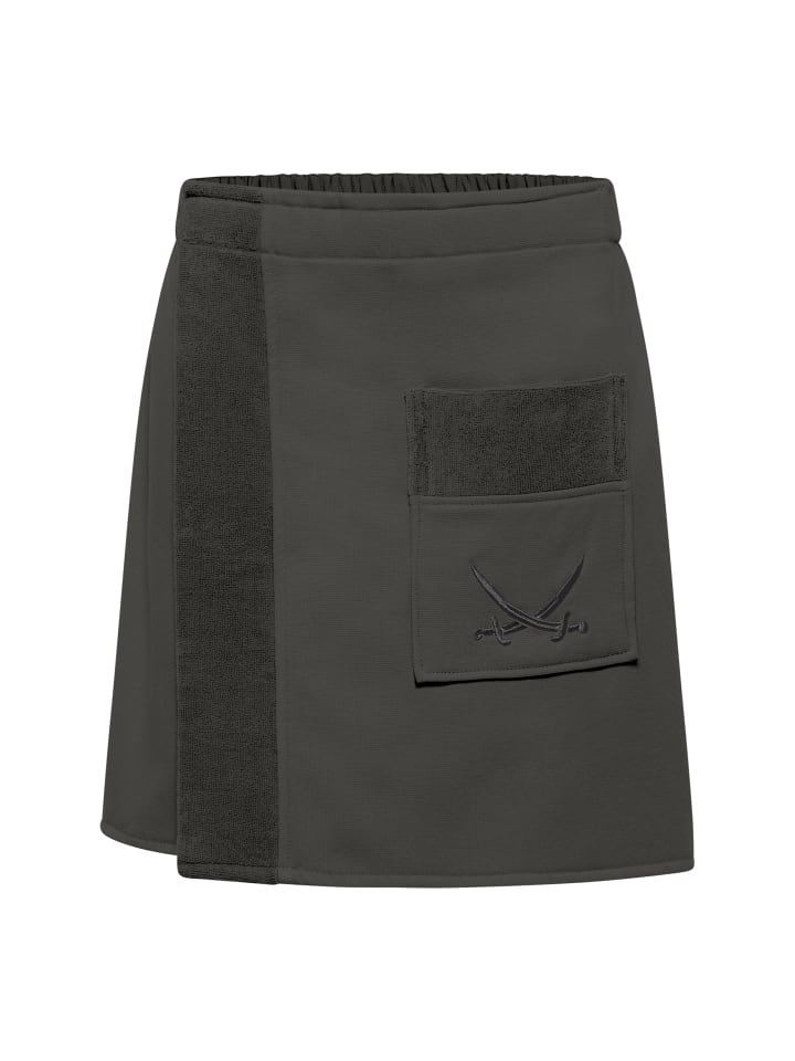 Herren Sauna-Kilt in Anthrazit mit bestickter Tasche, 50x145 cm