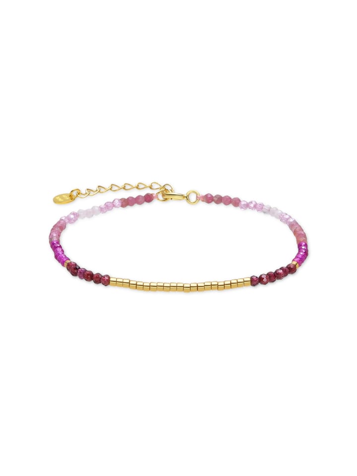 Armband aus 925er Sterlingsilber und rosa Kristall mit 18k Gelbgold-Finish