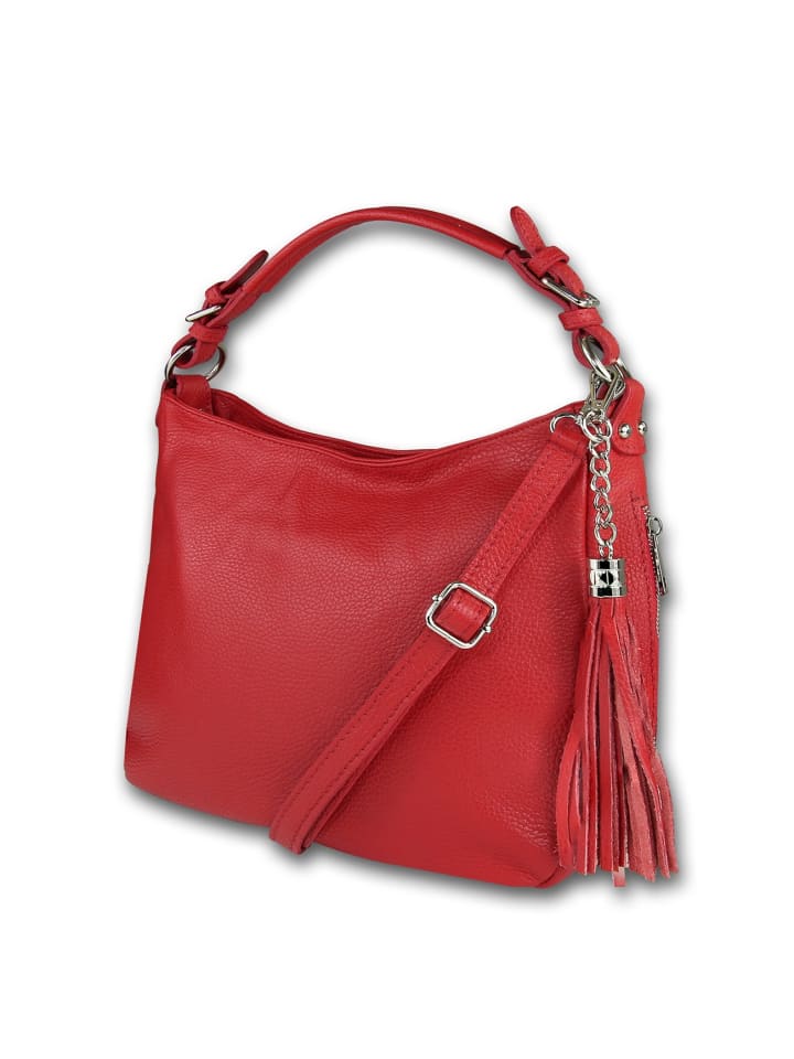 Leder Schultertasche, Shopper Toscanto Tasche rot ca. 30cm