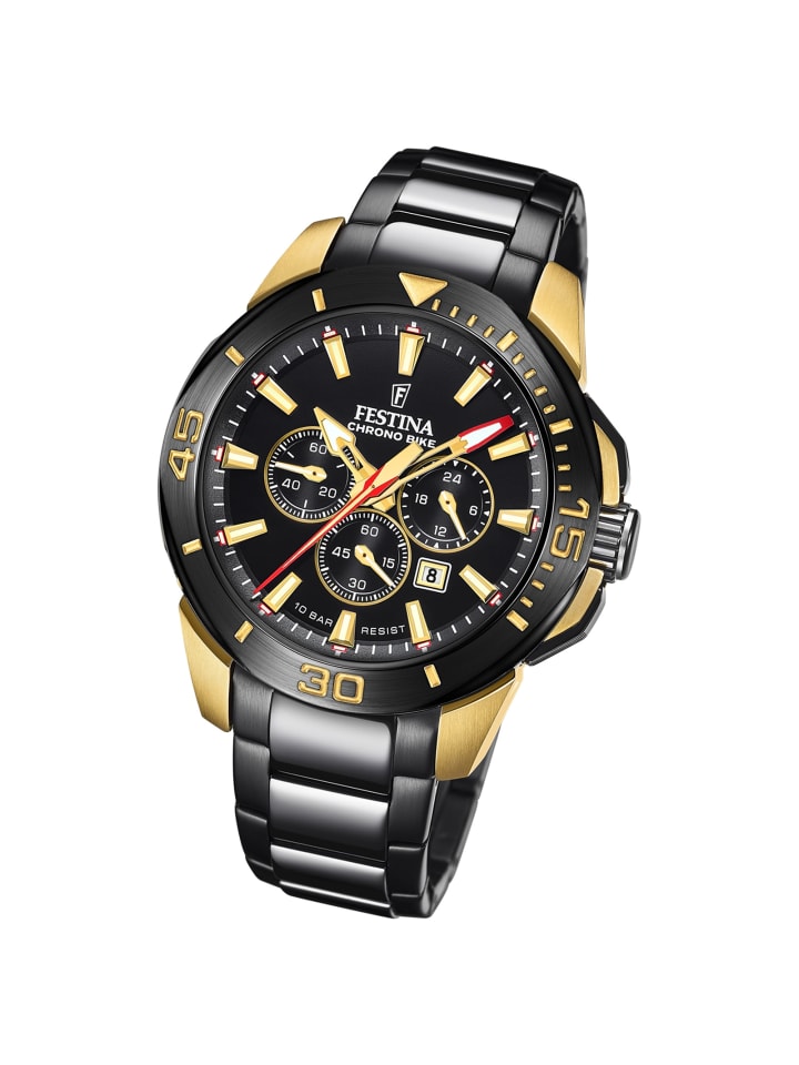 Analog-Armbanduhr Festina Chrono Bike schwarz extra groß (ca. 47mm)