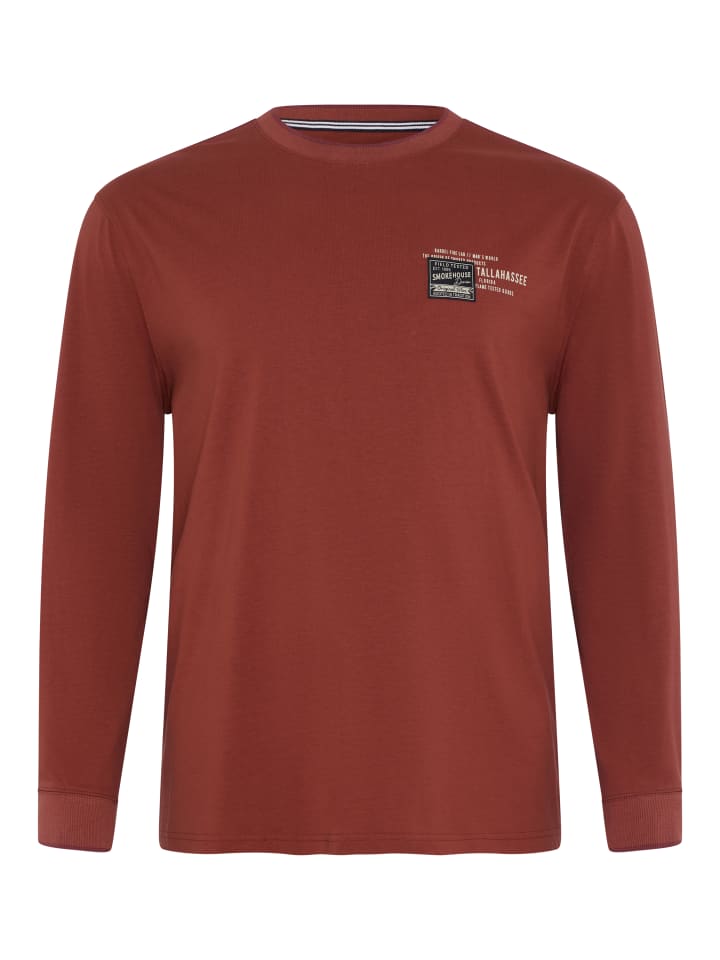 Rundhalsshirt in rotbraun