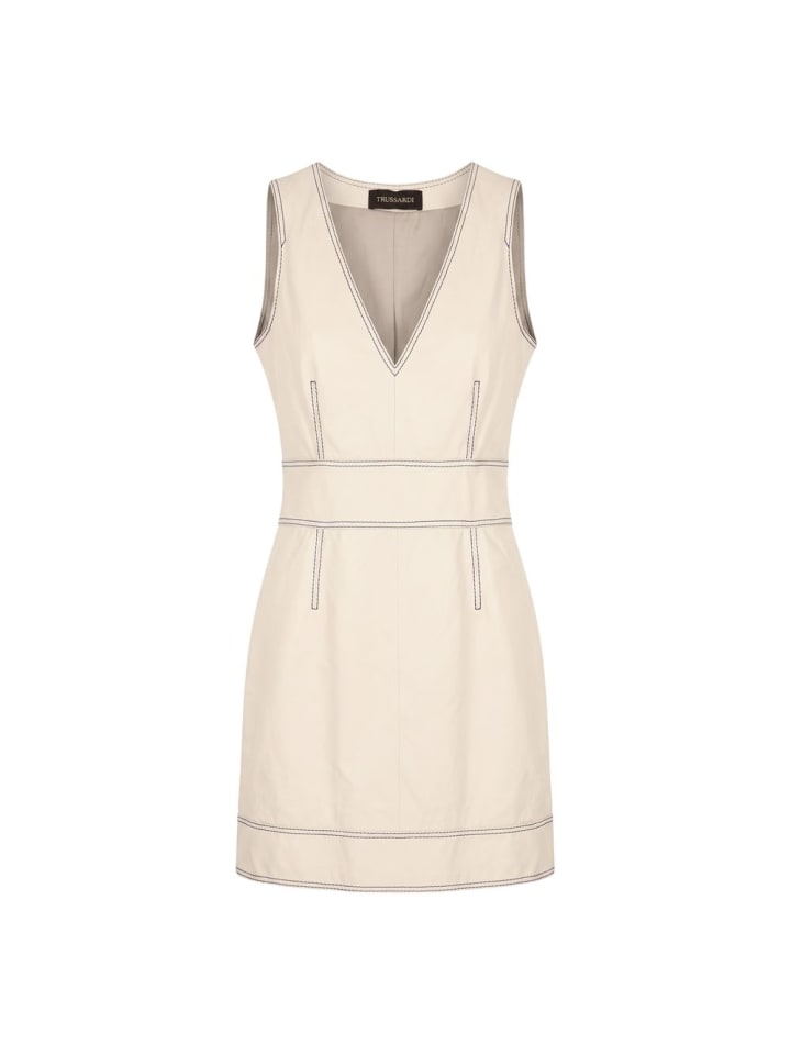 Beige Lamm Damen Kleid