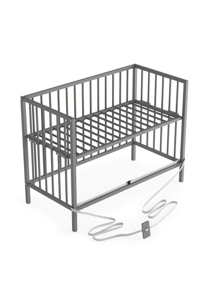 Beistellbett mit Rollen & Umbauseite - grau - Dreamy 4 in 1 Bett