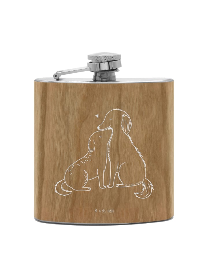 Flachmann Hunde Liebe ohne Spruch in Braun