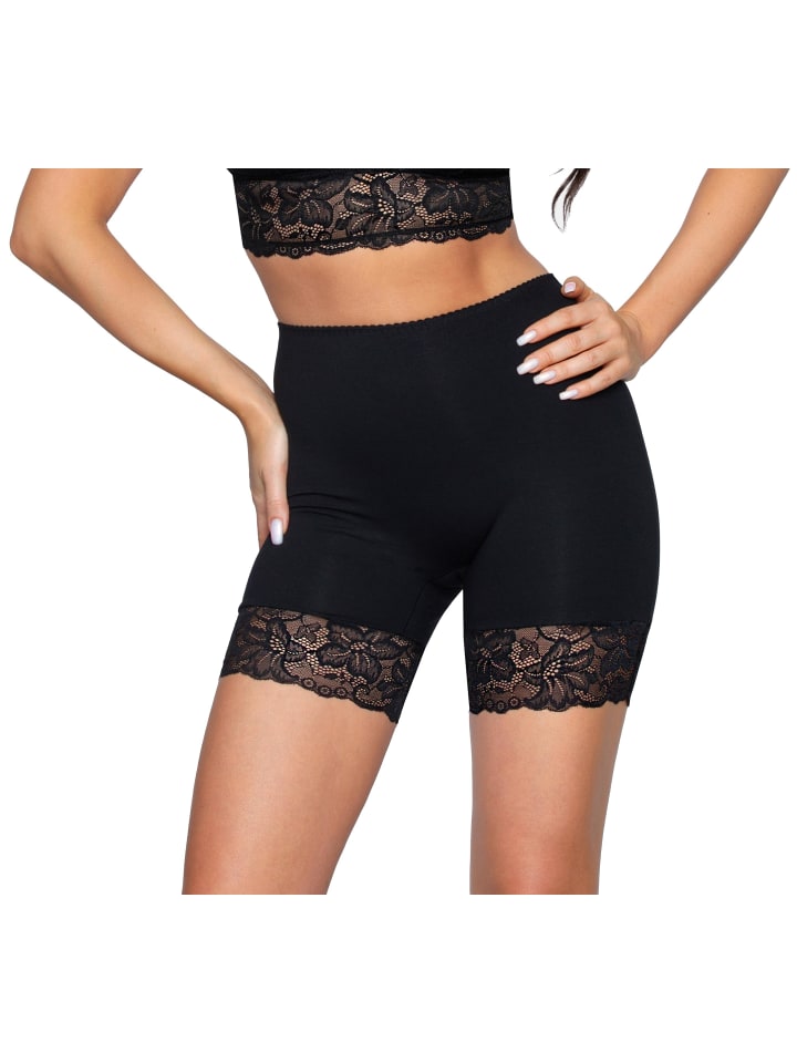 Damen Longpants mit Spitze und Bein in schwarz