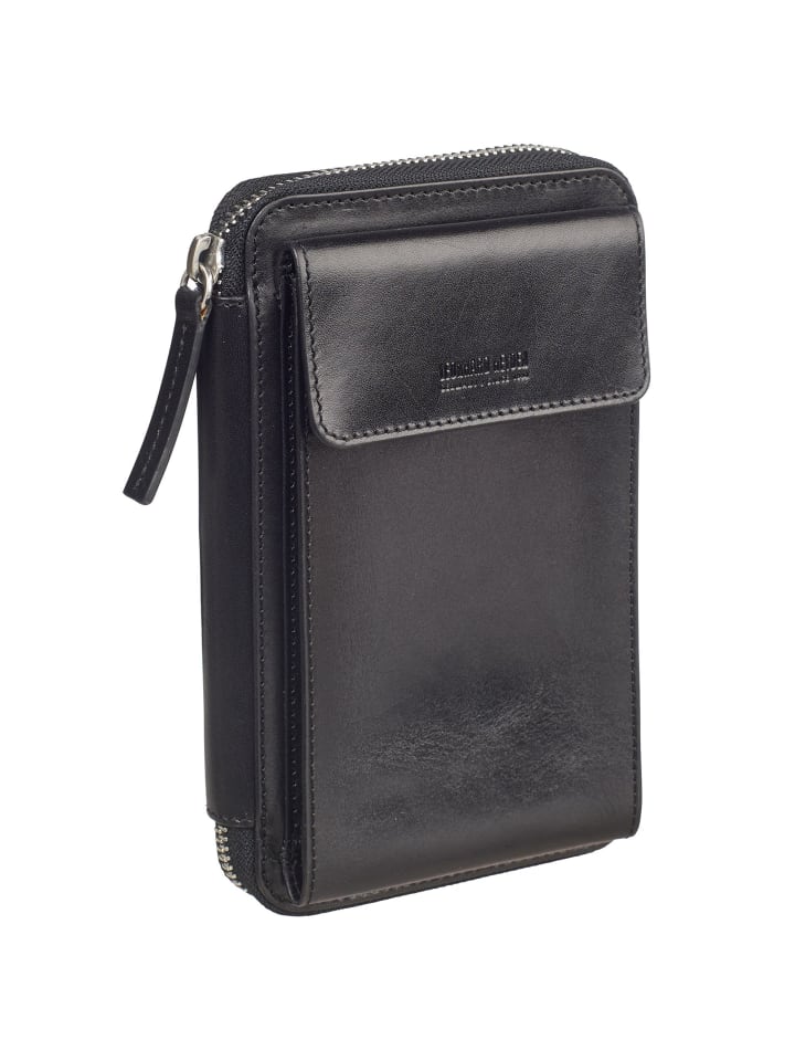 Cambridge Handytasche Leder 11 cm schwarz