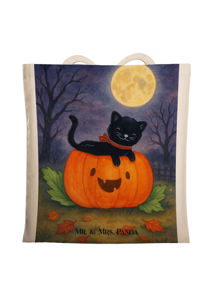 Shopping Tasche Schwarze Katze Design ohne Spruch in Weiß