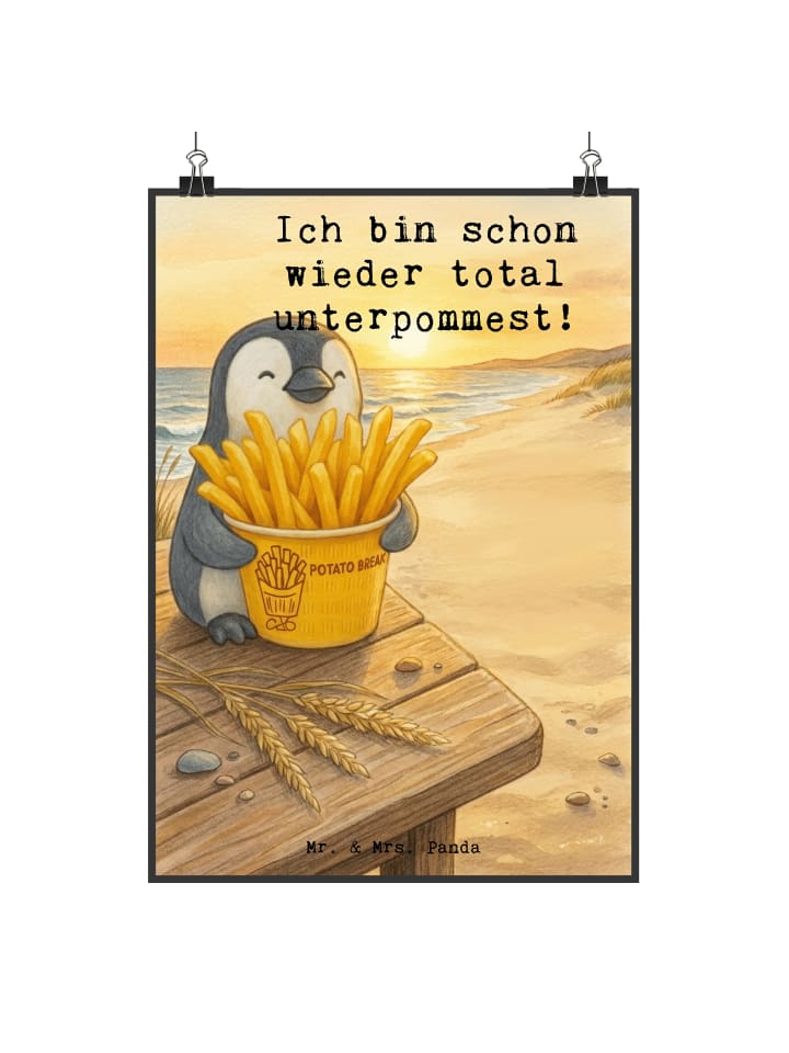 Print Pinguin Pommes Eimer Design mit Spruch in Weiß