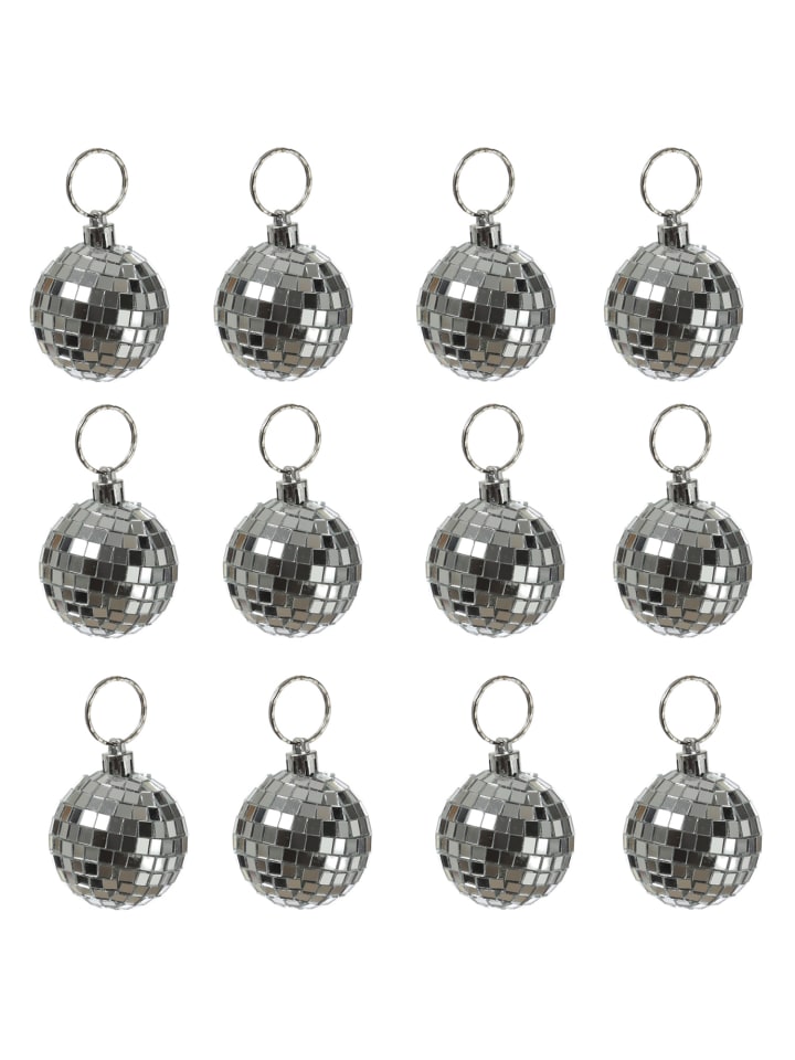 12x Spiegelkugel Mini Discokugel D: 5cm in silber