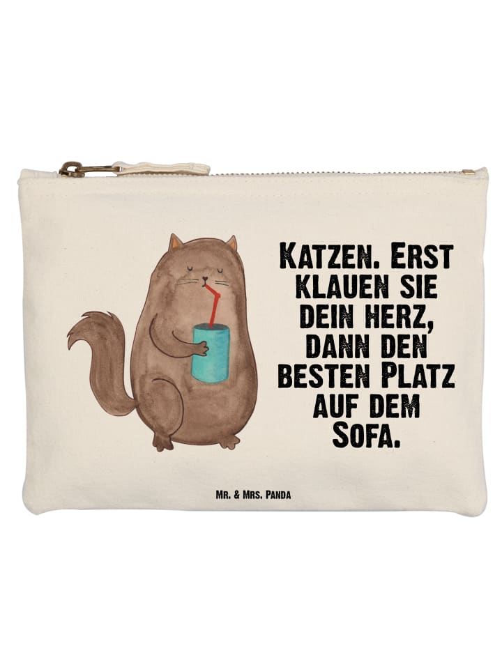 Schminktasche Katze Dose mit Spruch in Weiß