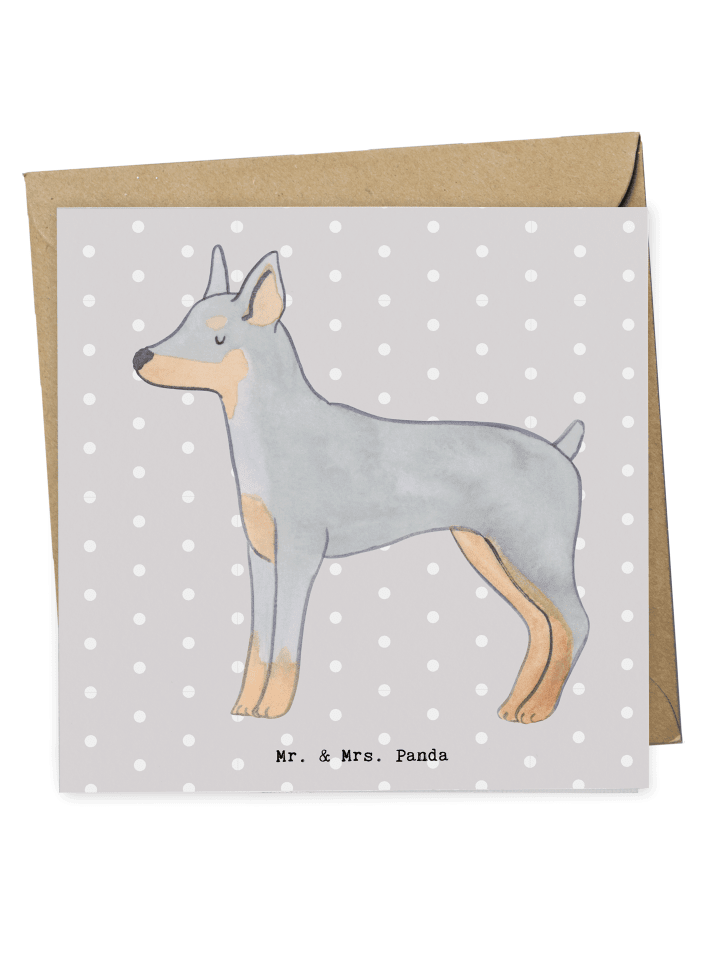 Deluxe Karte Dobermann Pinscher Lebensretter oh... in Grau Pastell