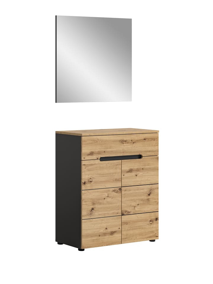 Garderoben-Set (B/H/T: 80x190x37 cm) in Basalt grau und Artisan Nachbildung