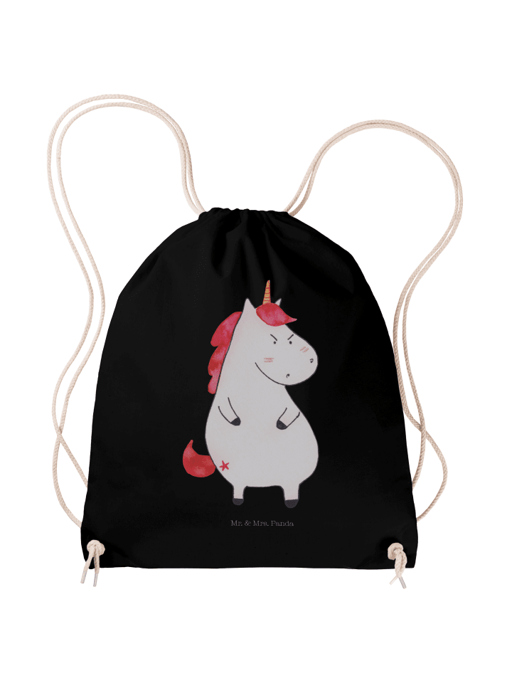 Beutel Einhorn Wut ohne Spruch in Schwarz