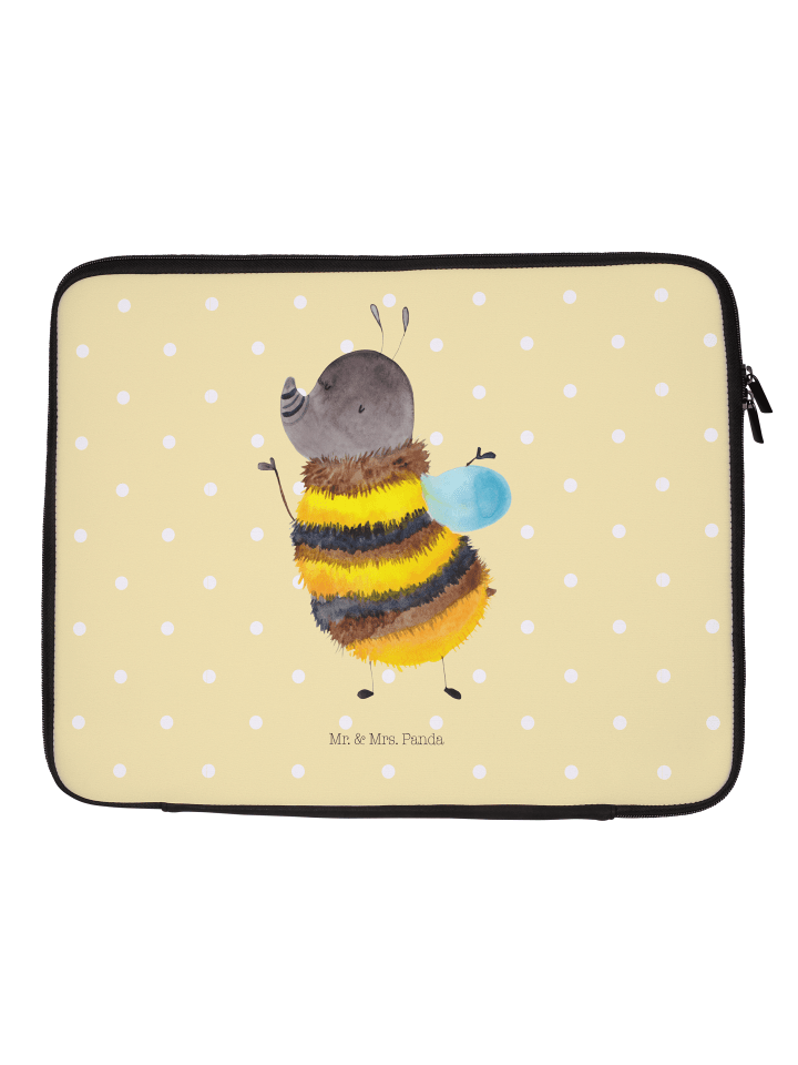 Notebook Tasche Hummel flauschig ohne Spruch in Gelb Pastell