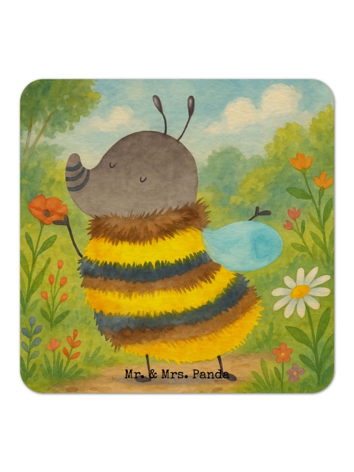 Glasuntersetzer Hummel flauschig Design ohne Sp... in Weiß