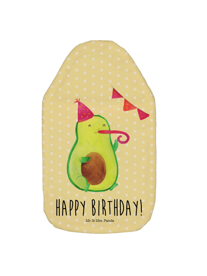 Wärmflasche Avocado Geburtstag mit Spruch in Gelb Pastell
