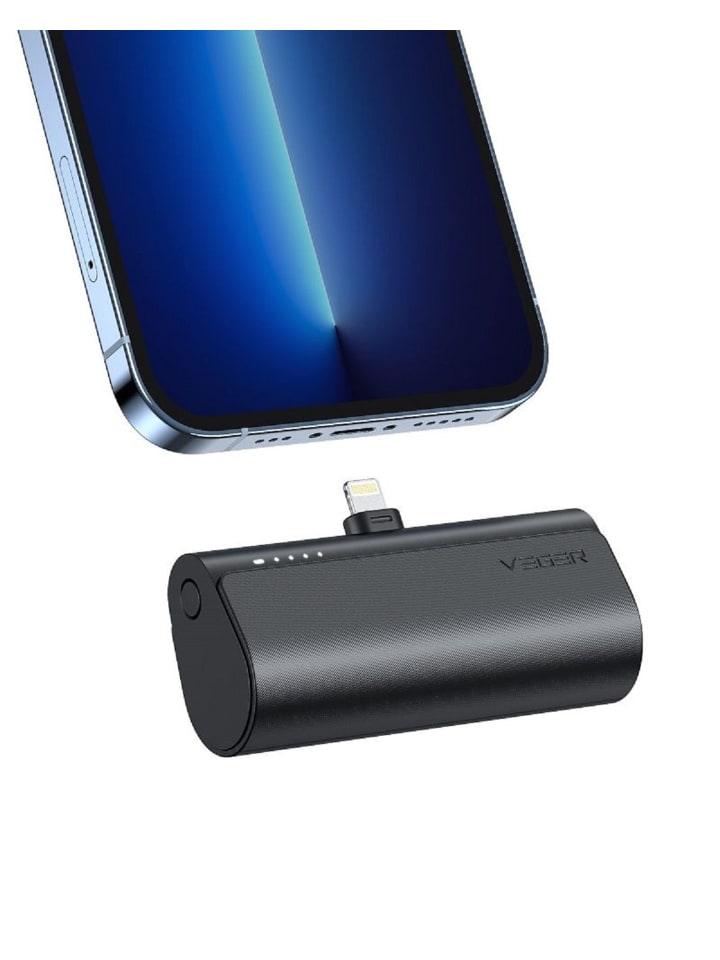 Power Bank PlugOn - 5000mAh mit Build Connector für iPhone in Schwarz
