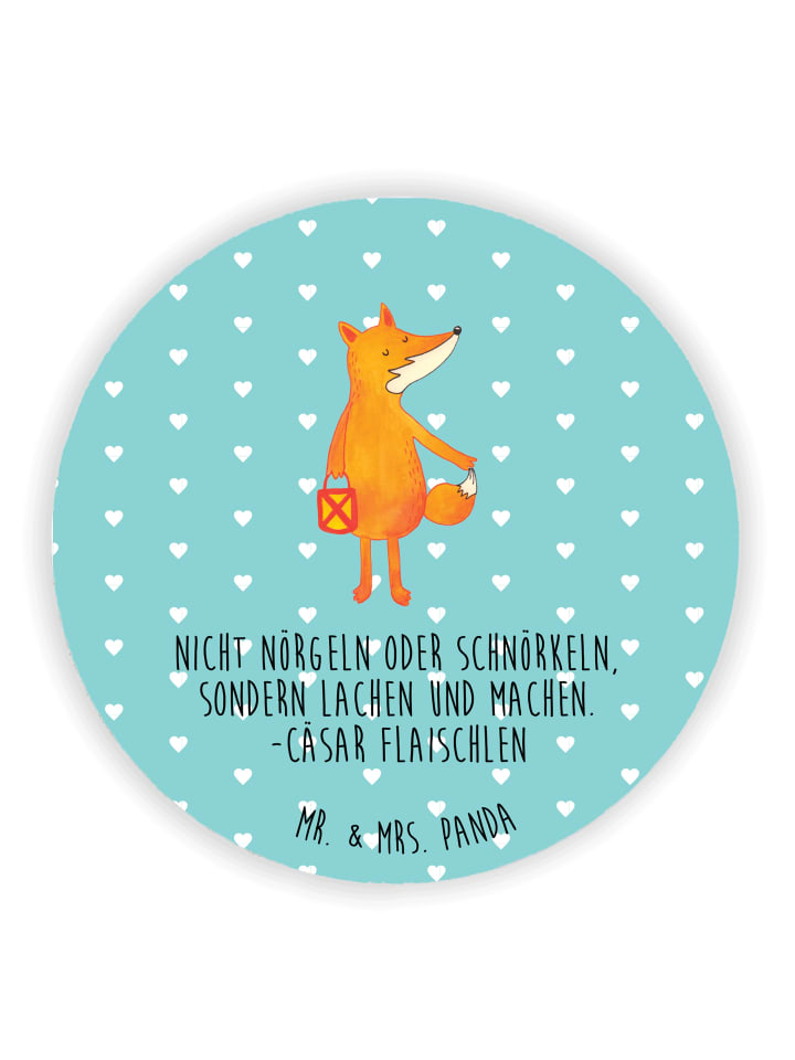 Magnet Fuchs Laterne mit Spruch in Türkis Pastell