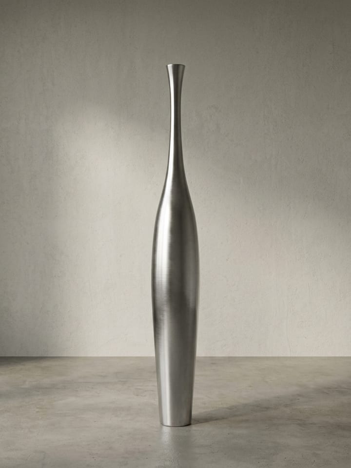 Deko Vase groß BOTTLE L Aluminium modern mit 1 Öffnung in Silber