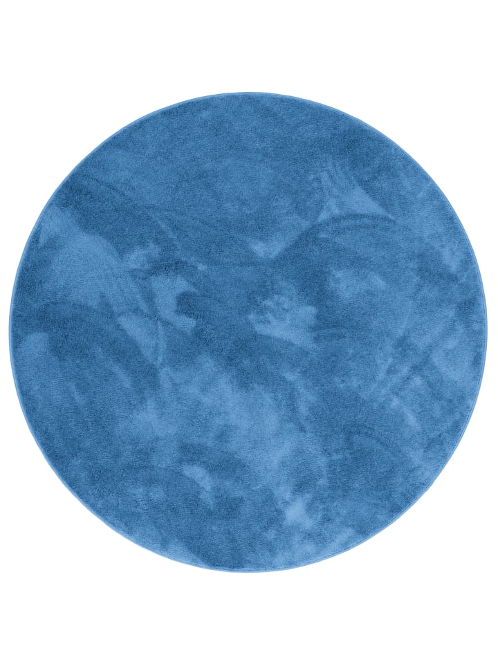 Hochflor-Teppich Melia Rund in blau
