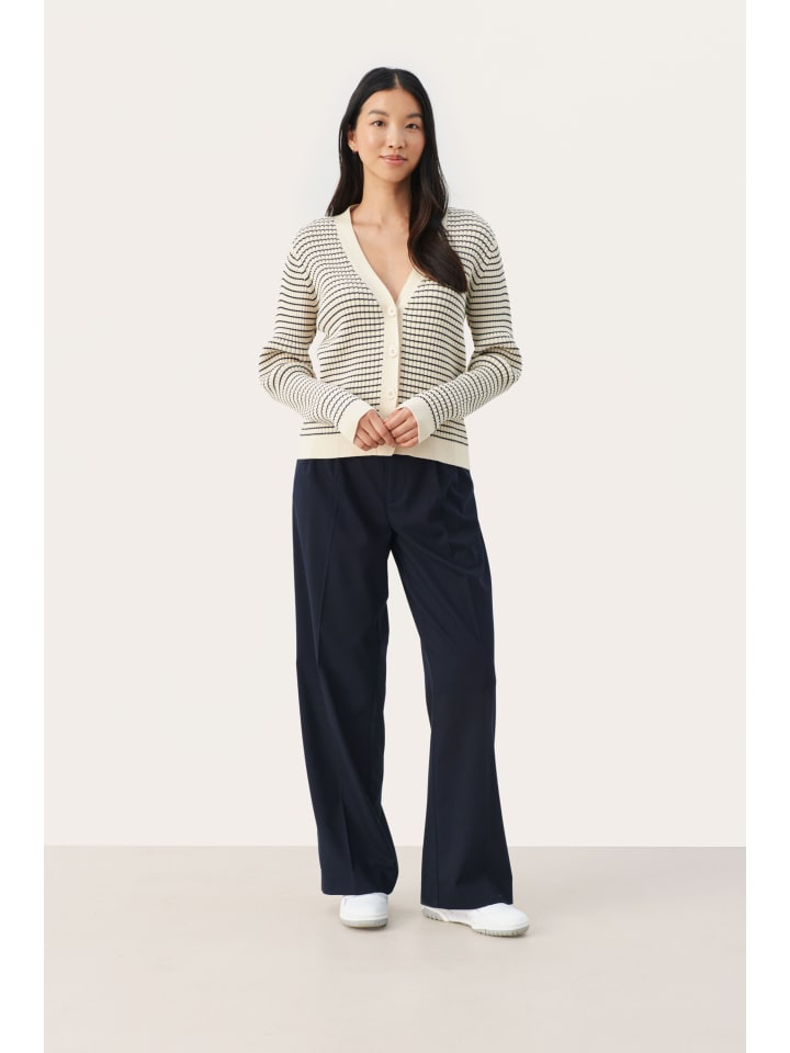 Strickjacke FlickaPW Gerade Passform in Whitecap Gray Stripe