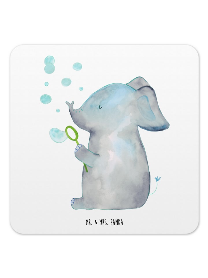 Tassenuntersetzer Elefant Seifenblasen ohne Spruch in Weiß