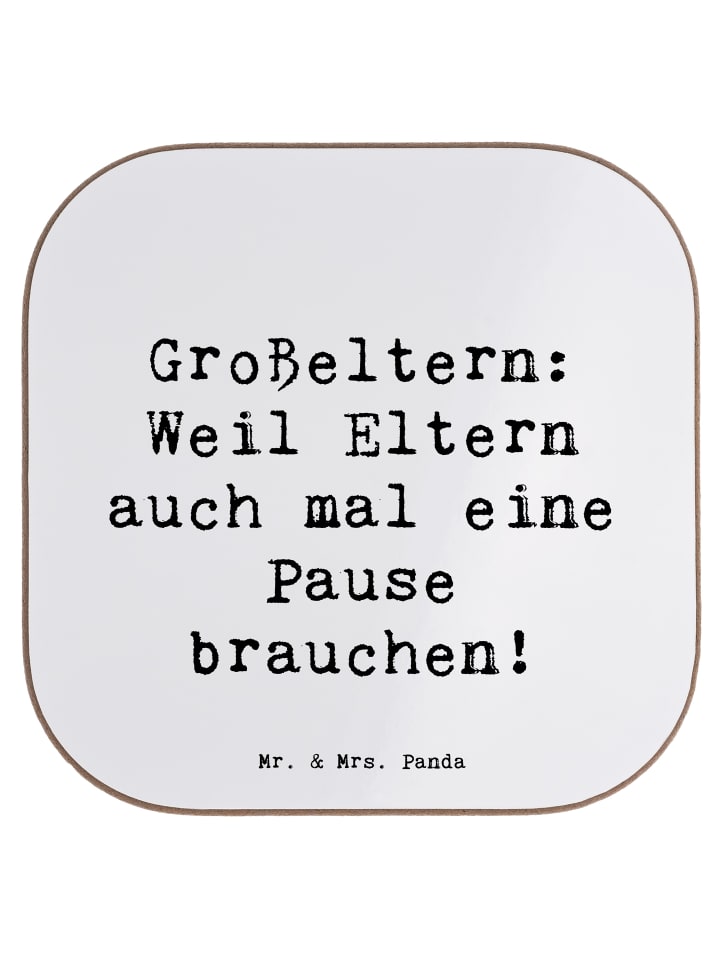 Untersetzer Großeltern Pause mit Spruch in Weiß