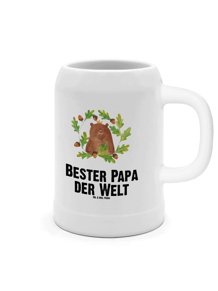 Krug Bär König mit Spruch in Weiß