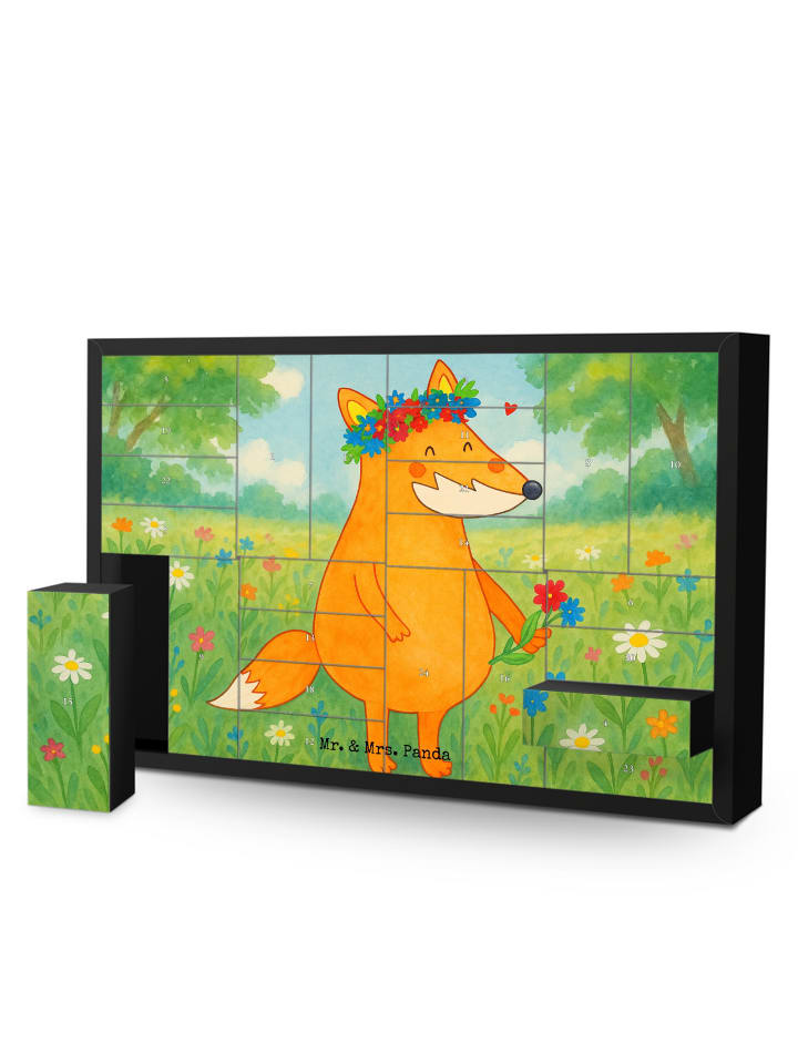 Adventskalender Fuchs Blumen Design ohne Spruch in Weiß