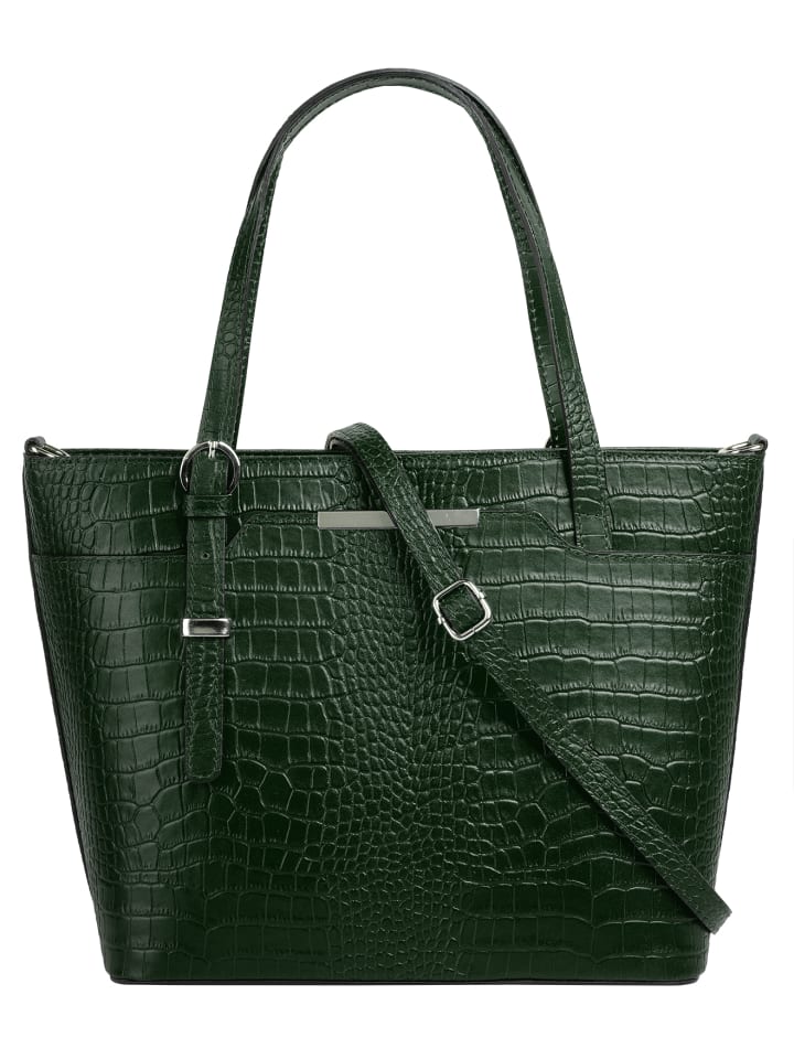 Handtasche echt Leder in dunkelgrün