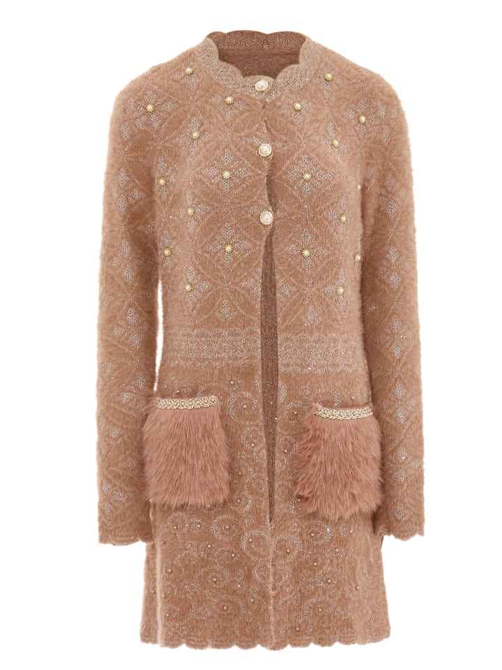 Damen Strickjacke in Dunkelrosa Rosa Gold