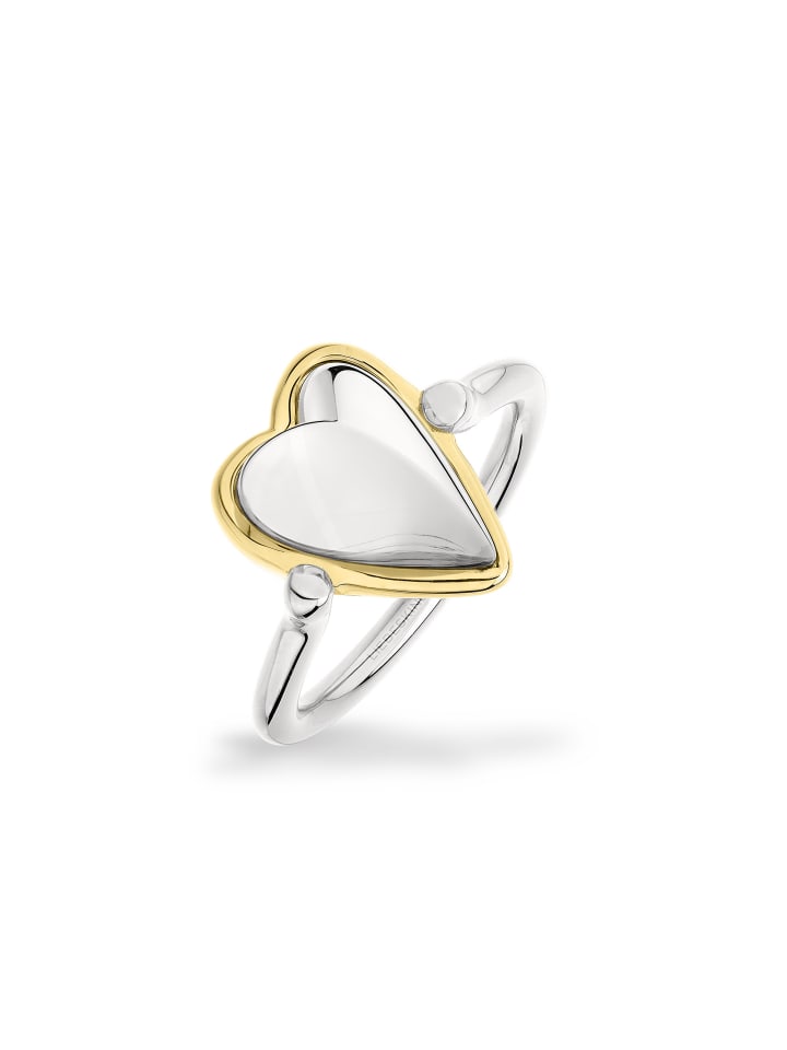 Ring Metal Heart in bicolor silber/gold