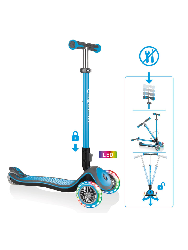 Scooter ELITE DELUXE LIGHTS Roller in hellblau, mit Leuchtrollen