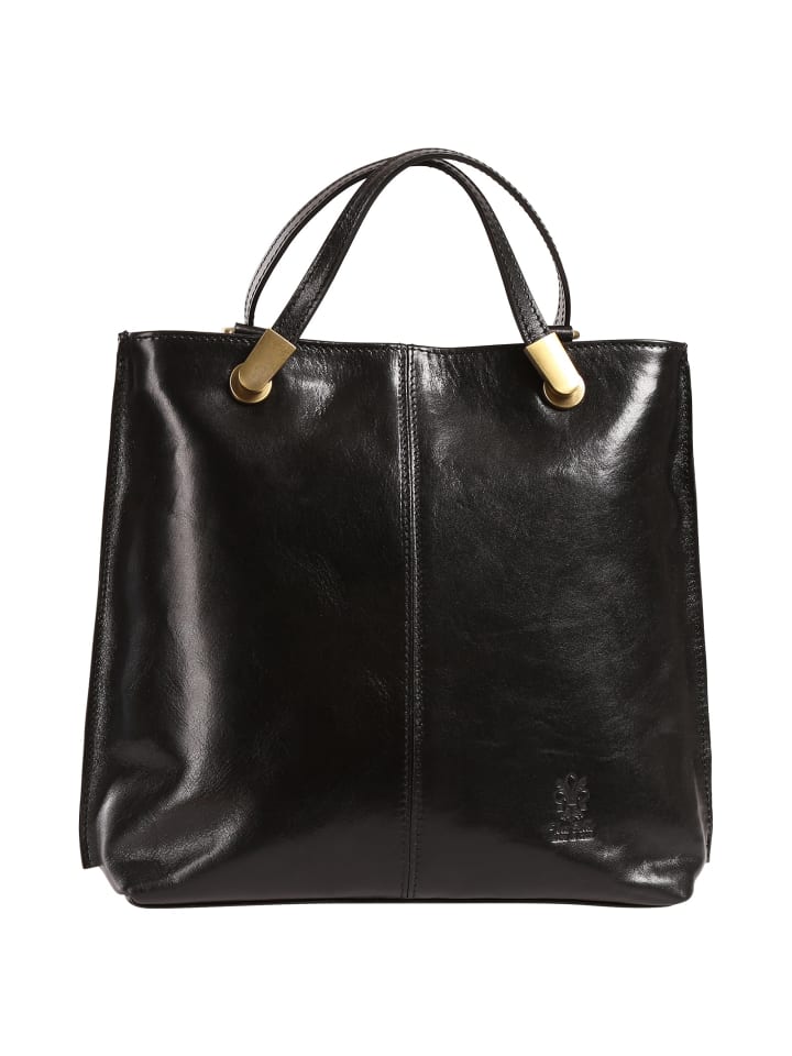 Toscanto Schultertasche, Rucksack Leder schwarz ca. 35cm