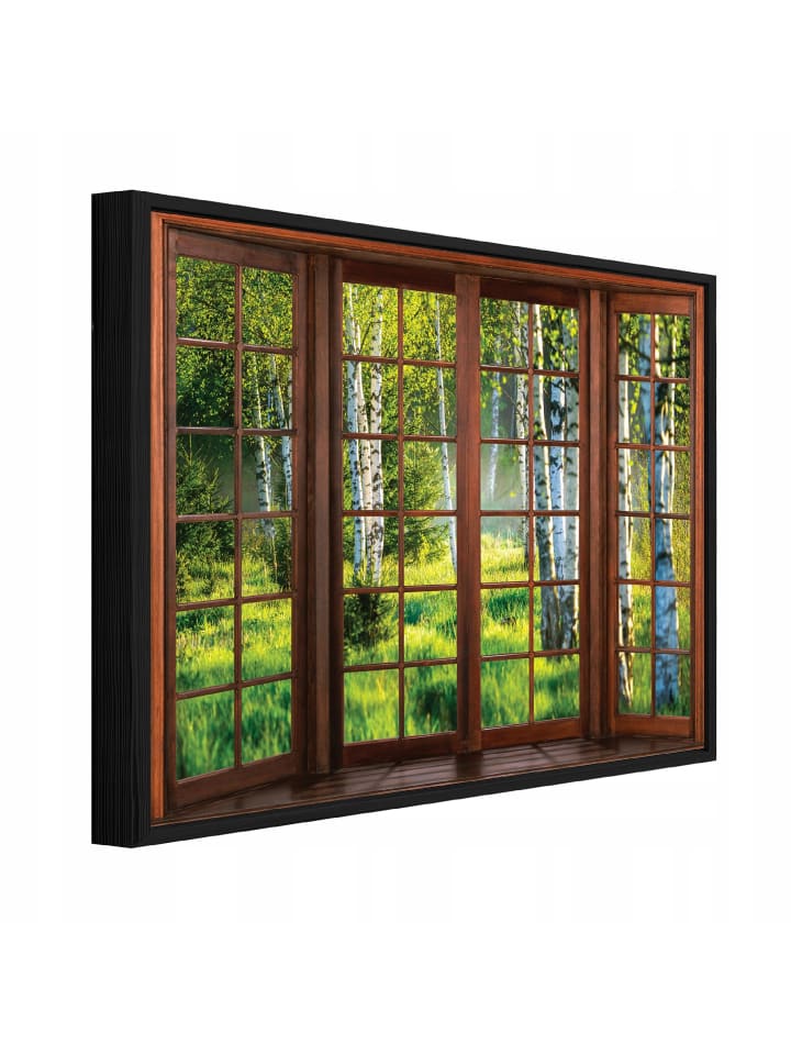 Bild mit Rahmen 3D-Fenster in Grün