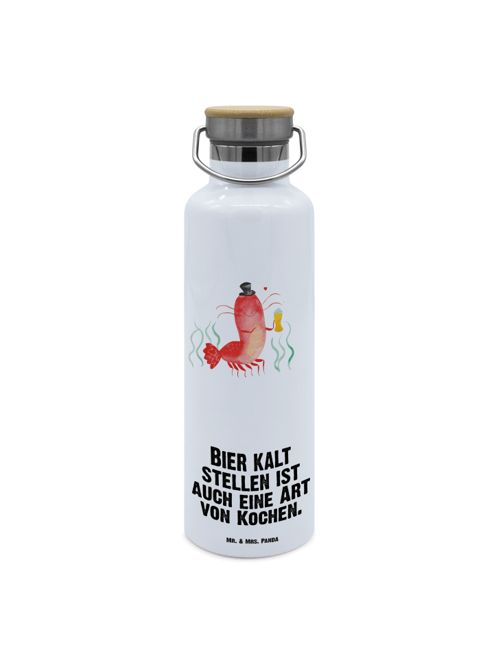 Trinkflasche Edelstahl Hummer Weizen mit Spruch in Weiß