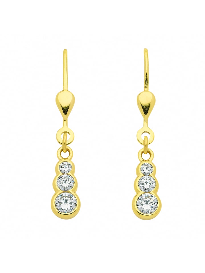 Damen 333 Gold Ohrringe / Ohrhänger mit Zirkonia in gold