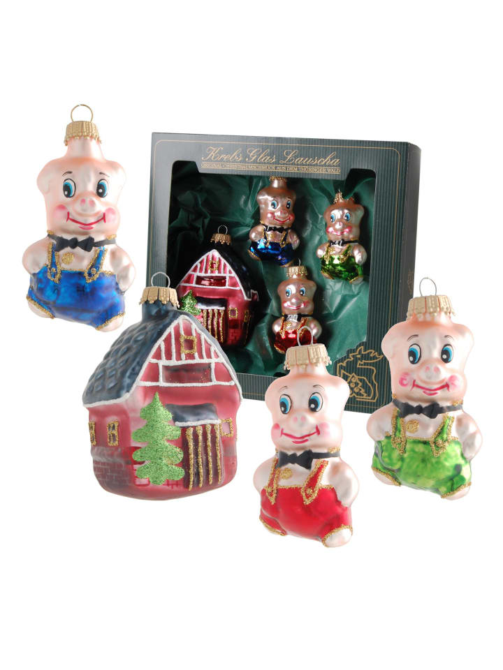4er-Set: Baumschmuck-Glasornament in Bunt