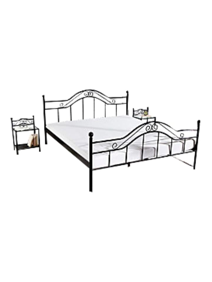 Metallbett in 3 Größen Metallbett in schwarz, Liegefläche 180x200 cm