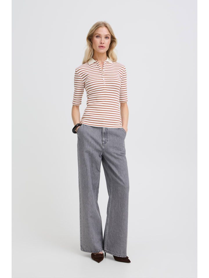Halblange Ärmel BYSANANA Slim fit in MARSHMALLOW/MARSALA STRIPE