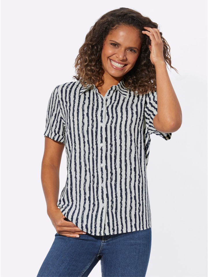 Bluse in marine-ecru-gestreift